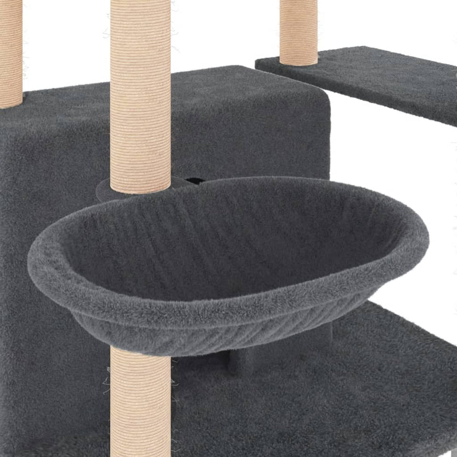Kattenmeubel met sisal krabpalen 166 cm donkergrijs Donkergrijs