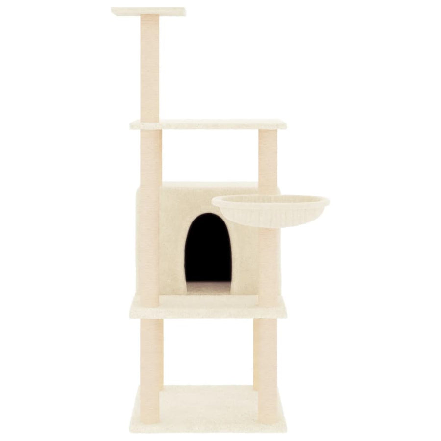 Kattenmeubel met sisal krabpalen 132 cm crèmekleurig Crème