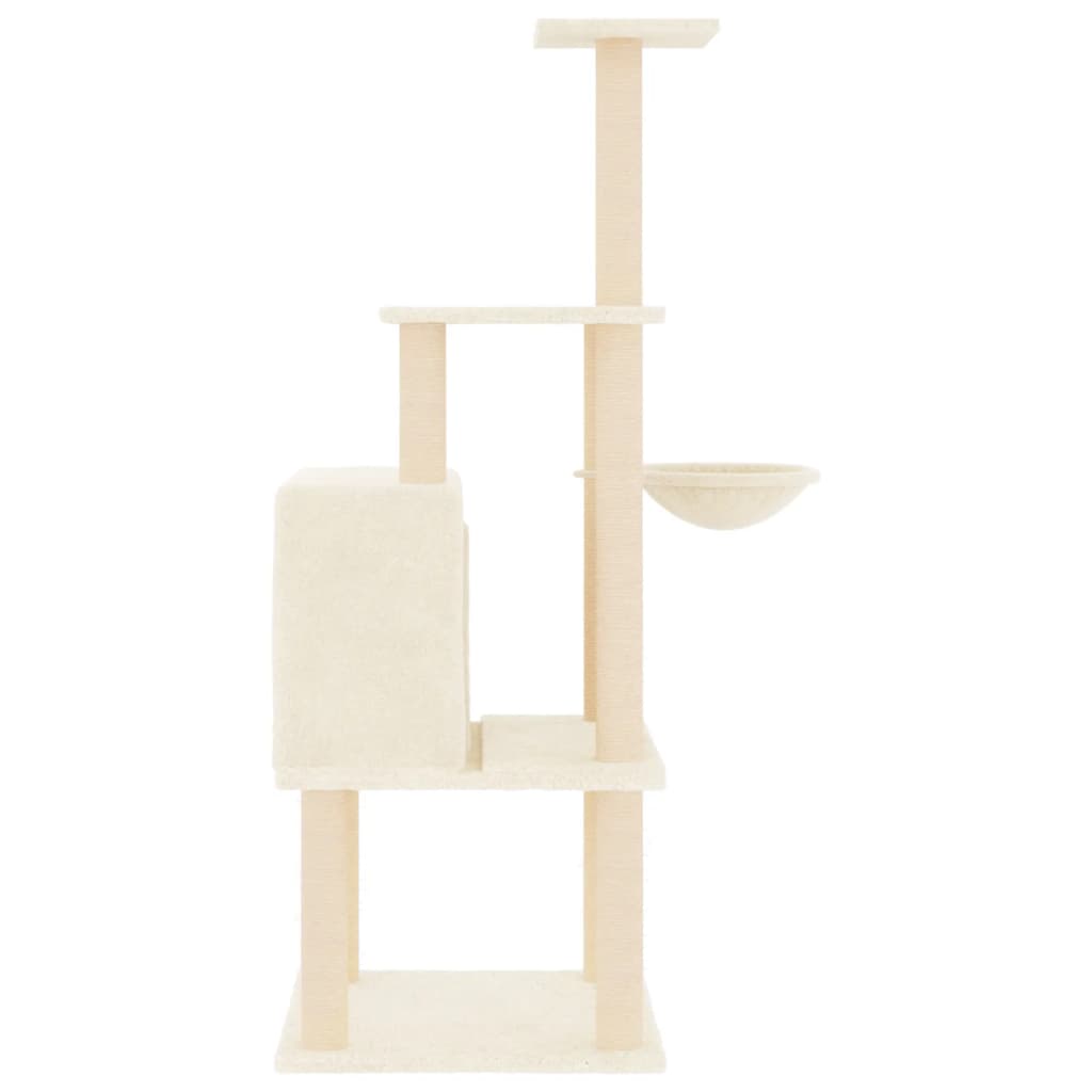 Kattenmeubel met sisal krabpalen 132 cm crèmekleurig Crème