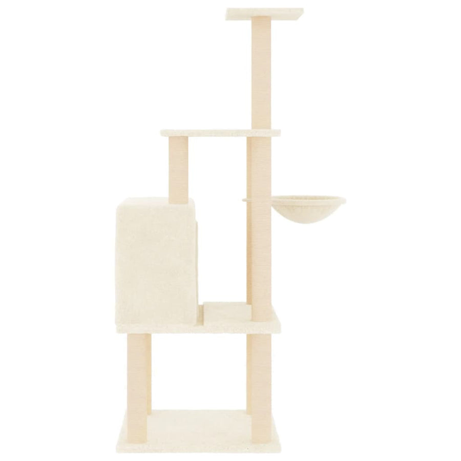 Kattenmeubel met sisal krabpalen 132 cm crèmekleurig Crème