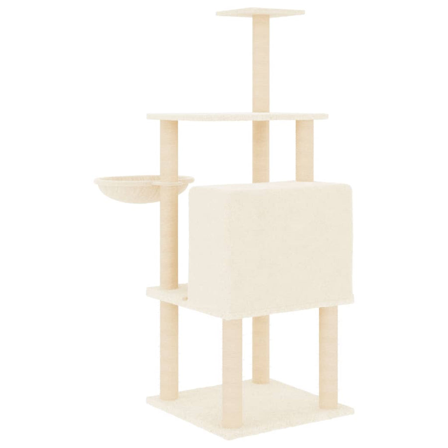 Kattenmeubel met sisal krabpalen 132 cm crèmekleurig Crème