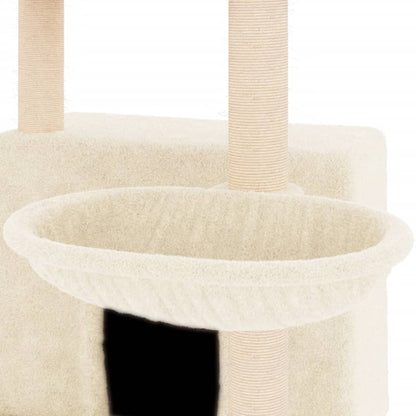 Kattenmeubel met sisal krabpalen 132 cm crèmekleurig Crème
