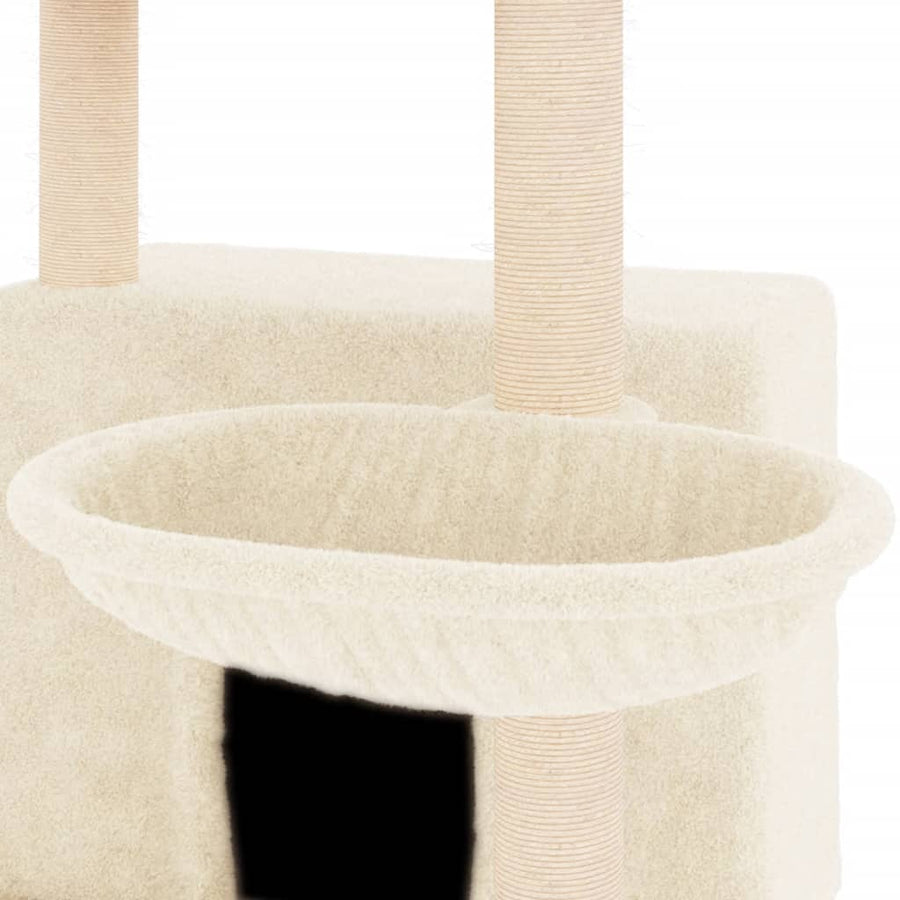 Kattenmeubel met sisal krabpalen 132 cm crèmekleurig Crème