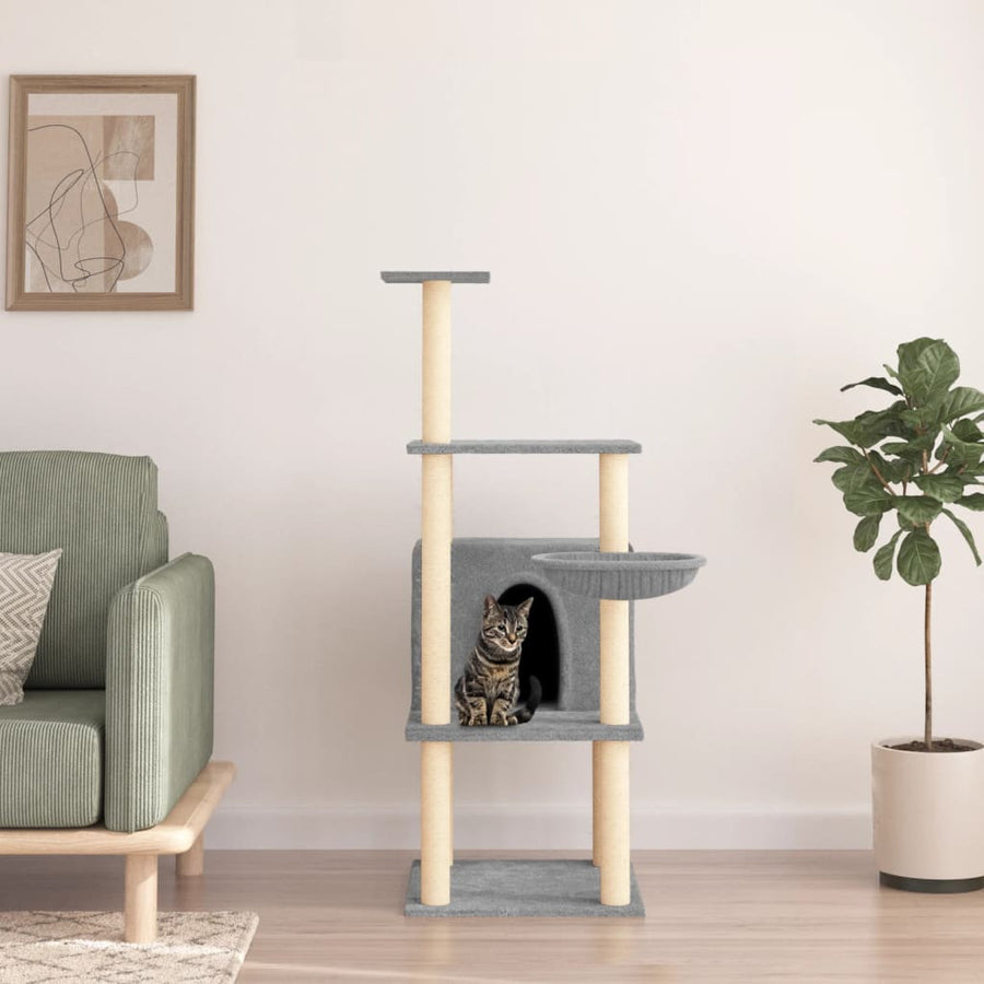 Kattenmeubel Met Sisal Krabpalen 132 Cm Donkergrijs
