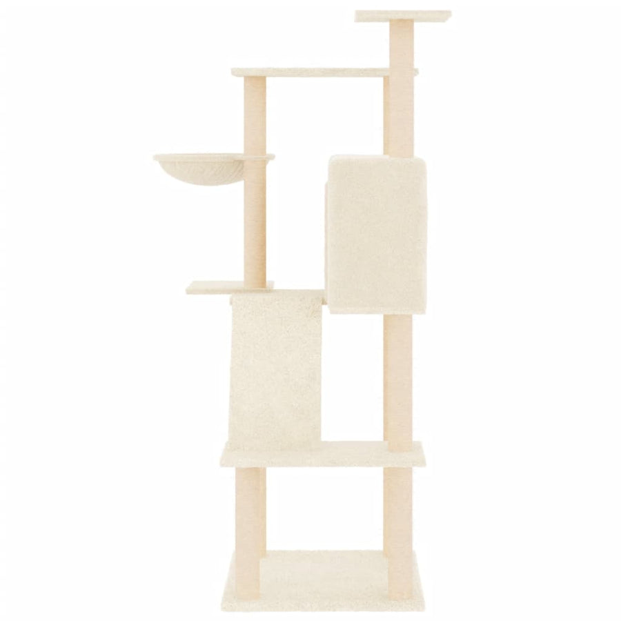 Kattenmeubel met sisal krabpalen 143 cm crèmekleurig Crème