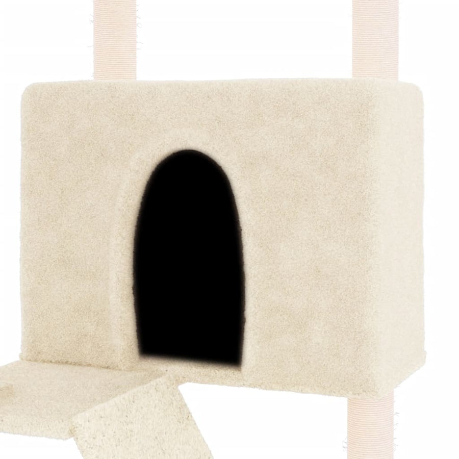 Kattenmeubel met sisal krabpalen 143 cm crèmekleurig Crème