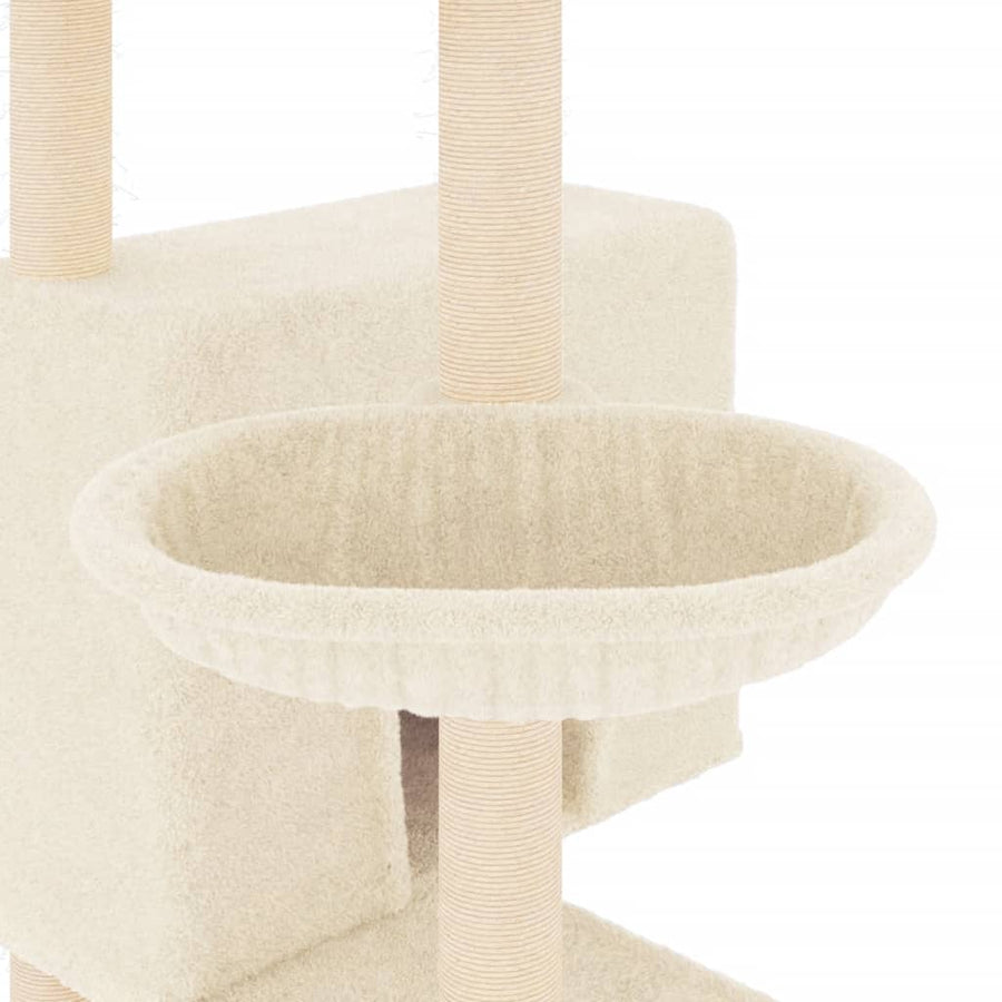 Kattenmeubel met sisal krabpalen 143 cm crèmekleurig Crème