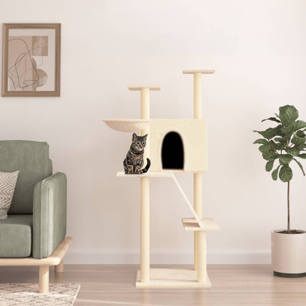 Kattenmeubel Met Sisal Krabpalen 143 Cm Donkergrijs