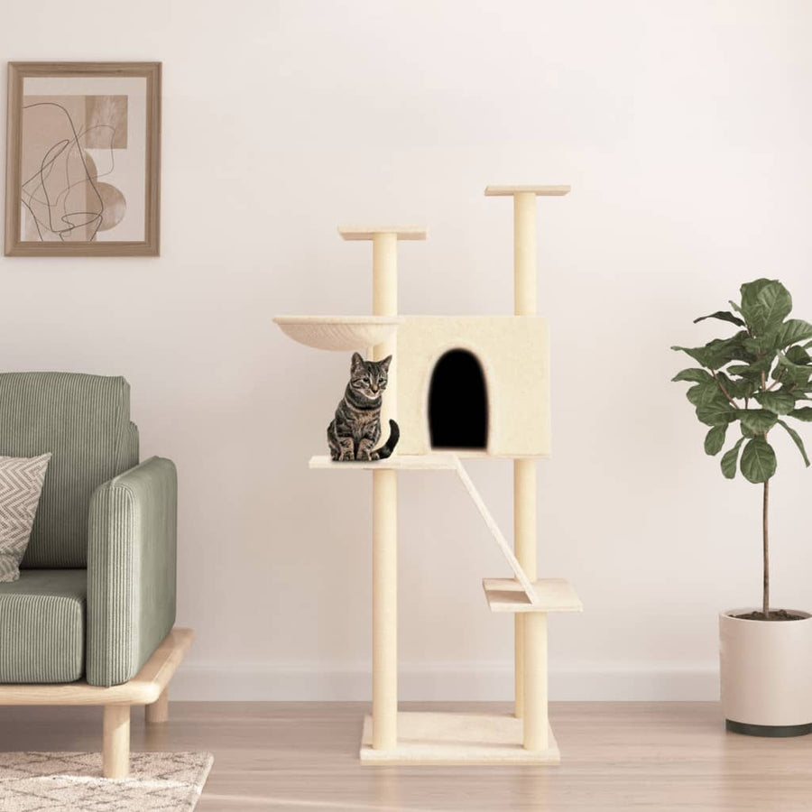 Kattenmeubel Met Sisal Krabpalen 143 Cm Donkergrijs