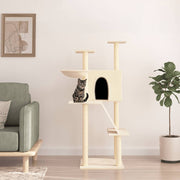 Kattenmeubel 143 cm crèmekleurig met sisal krabpalen