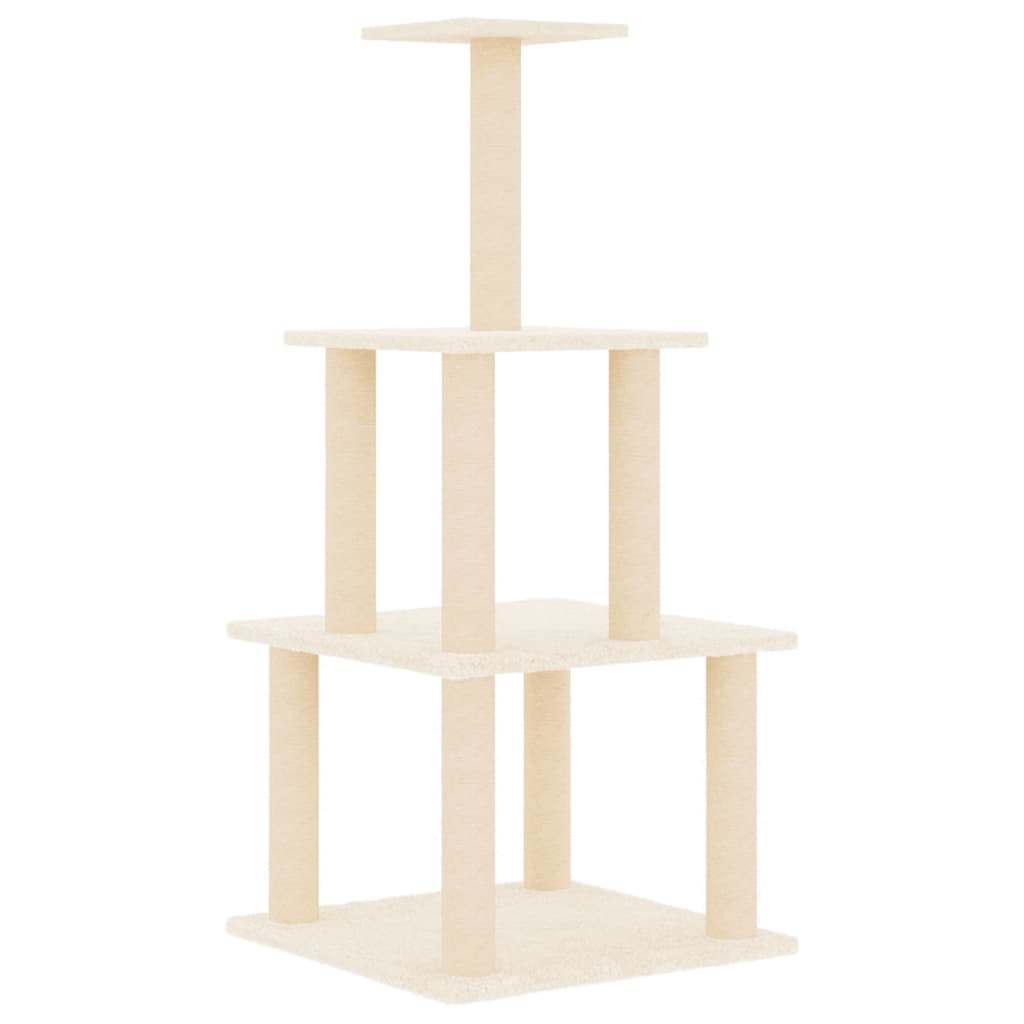 Kattenmeubel Met Sisal Krabpalen 111 Cm Kleurig Crème