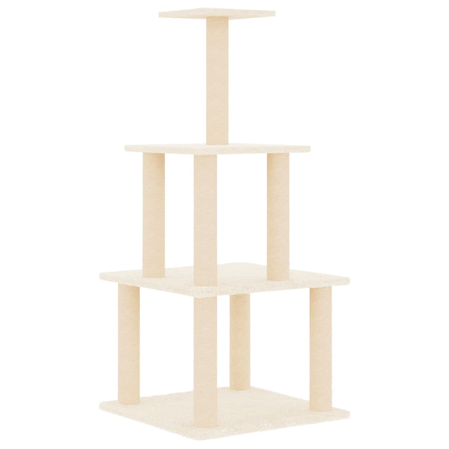 Kattenmeubel Met Sisal Krabpalen 111 Cm Kleurig Crème