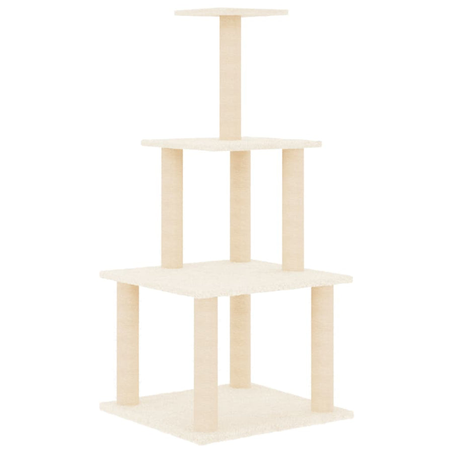 Kattenmeubel Met Sisal Krabpalen 111 Cm Kleurig Crème