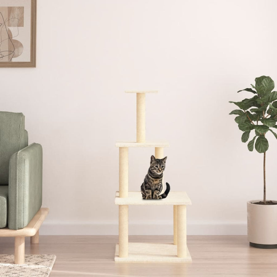 Kattenmeubel Met Sisal Krabpalen 111 Cm Kleurig Crème