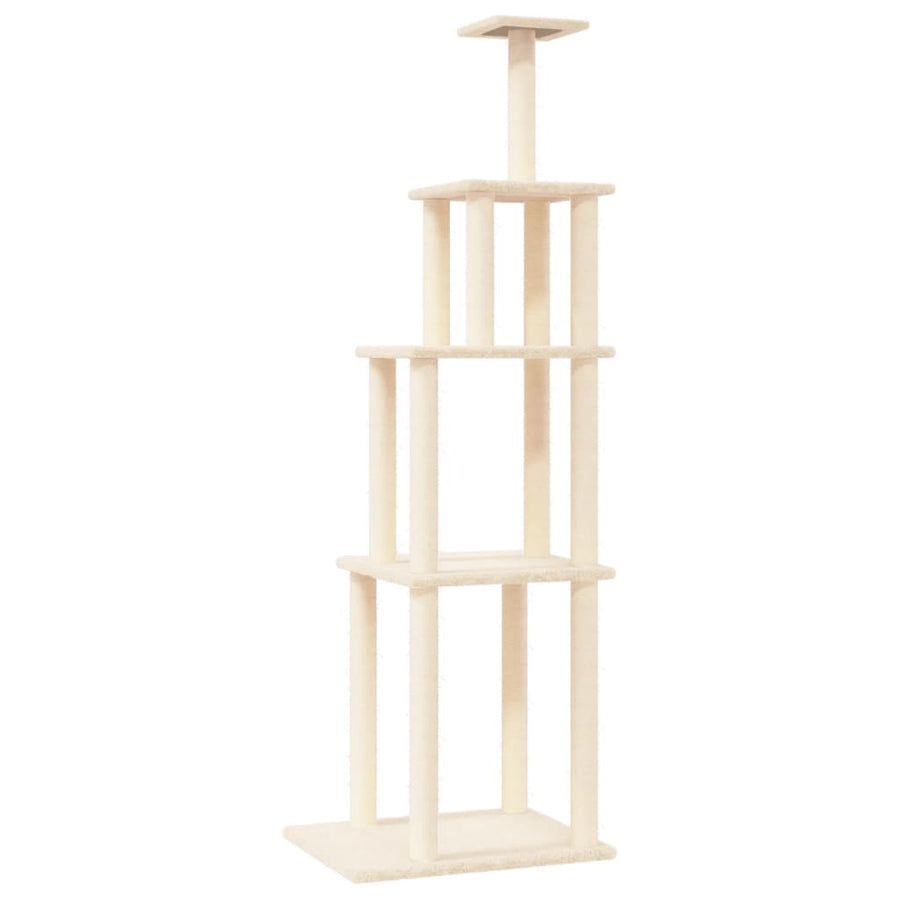 Kattenmeubel met sisal krabpalen 183 cm crèmekleurig crème
