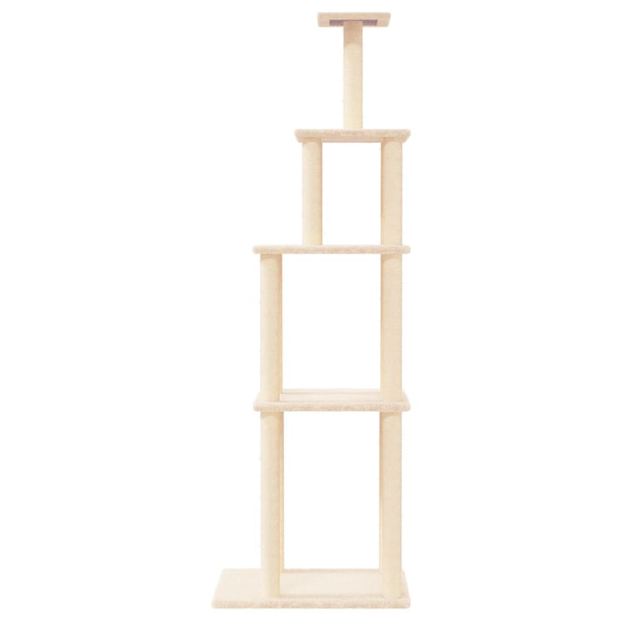 Kattenmeubel met sisal krabpalen 183 cm crèmekleurig crème