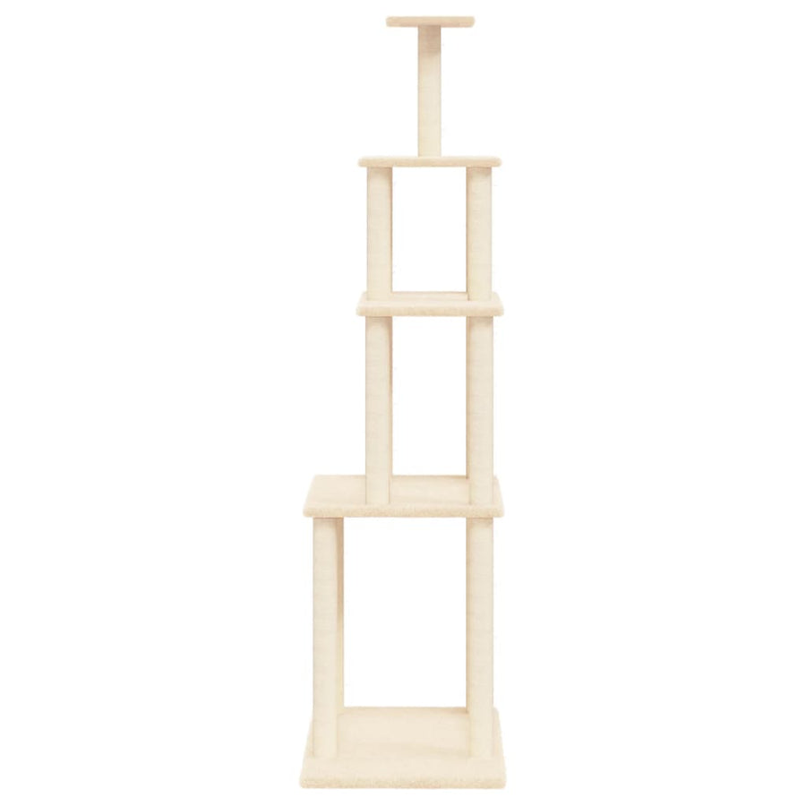 Kattenmeubel met sisal krabpalen 183 cm crèmekleurig crème