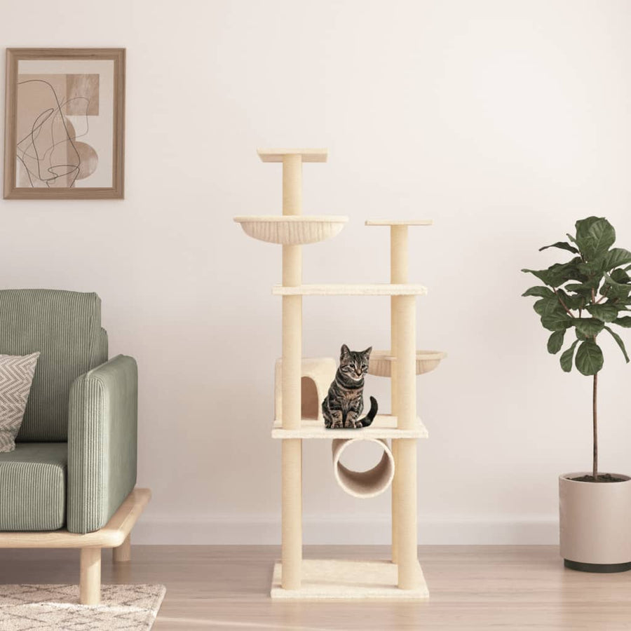Kattenmeubel Met Sisal Krabpalen 141 Cm Donkergrijs