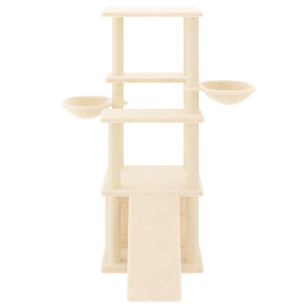 Kattenmeubel met sisal krabpalen 133 cm crèmekleurig crème