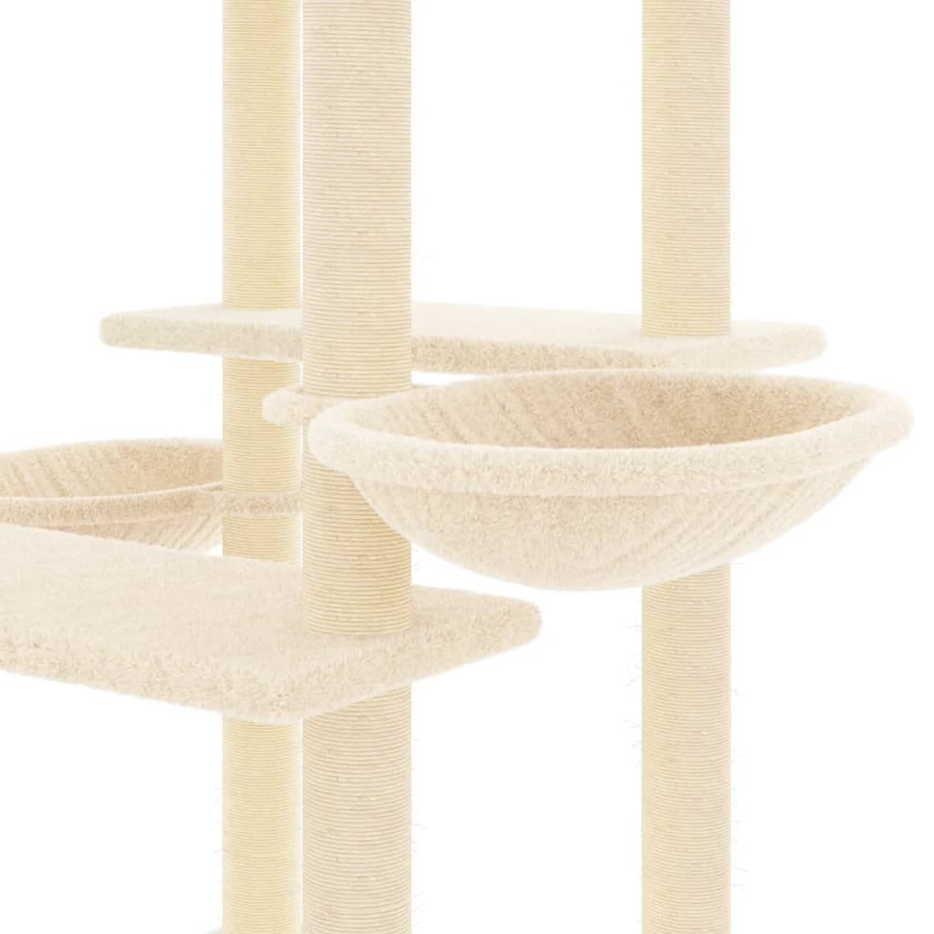 Kattenmeubel met sisal krabpalen 133 cm crèmekleurig crème