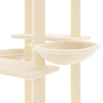 Kattenmeubel met sisal krabpalen 133 cm crèmekleurig crème