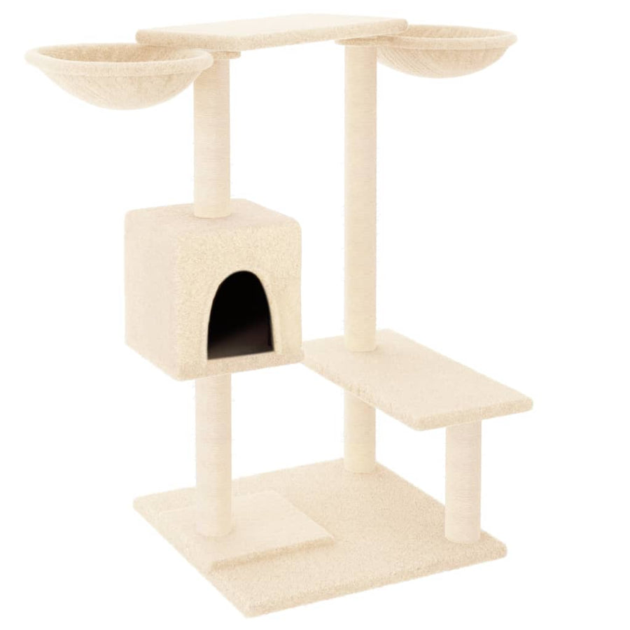 Kattenmeubel met krabpalen 82 cm crèmekleurig crème