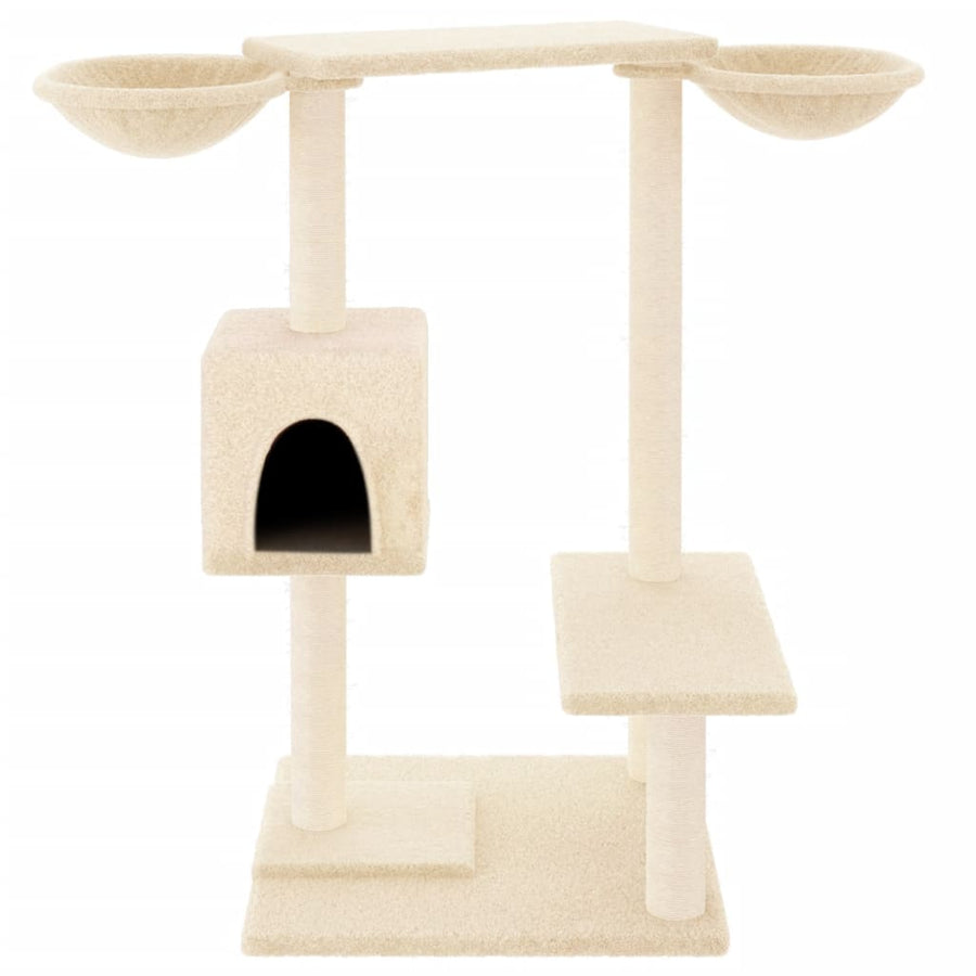 Kattenmeubel met krabpalen 82 cm crèmekleurig crème