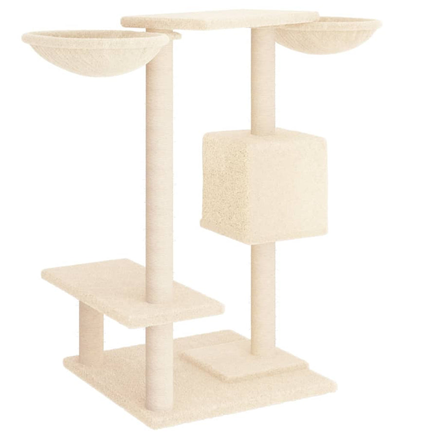Kattenmeubel met krabpalen 82 cm crèmekleurig crème