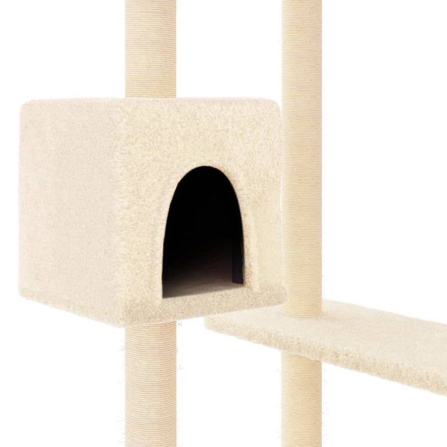 Kattenmeubel met krabpalen 82 cm crèmekleurig crème
