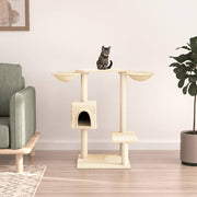 Kattenmeubel met krabpalen 82 cm crème