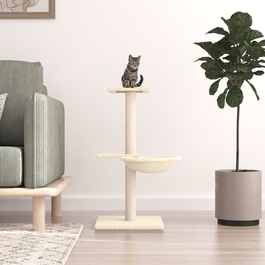 Kattenmeubel Met Sisal Krabpalen 72 Cm Kleurig Crème
