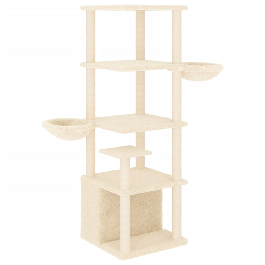 Kattenmeubel Met Sisal Krabpalen 147 Cm Crèmekleurig