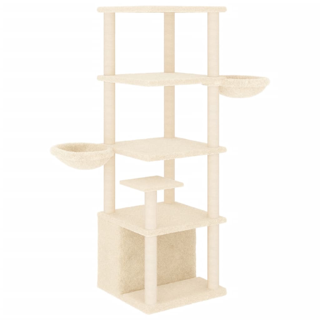 Kattenmeubel Met Sisal Krabpalen 147 Cm Kleurig crème