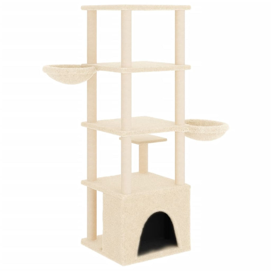 Kattenmeubel Met Sisal Krabpalen 147 Cm Crèmekleurig