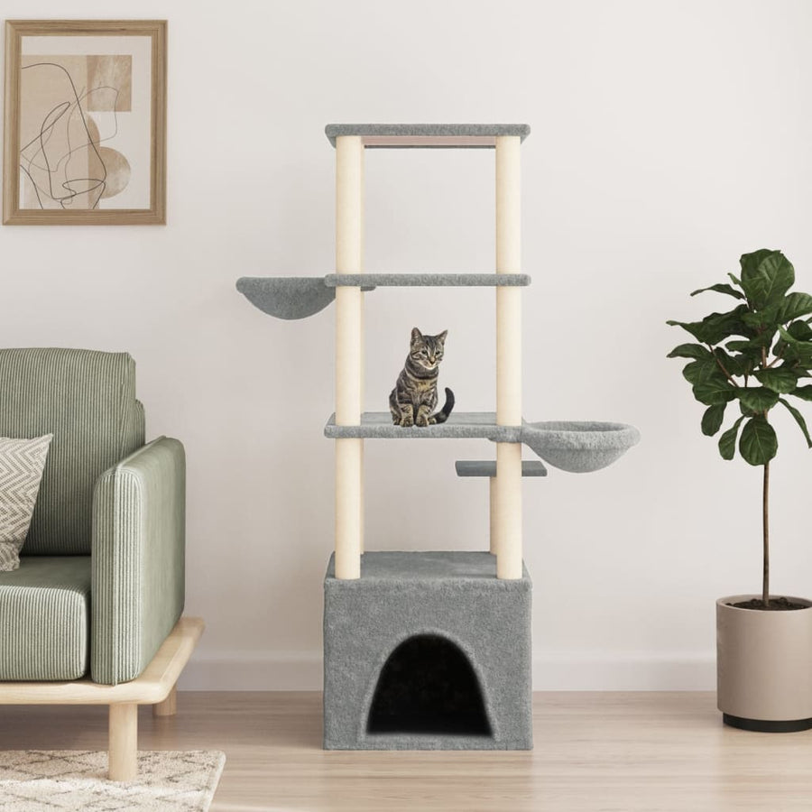 Kattenmeubel Met Sisal Krabpalen 147 Cm Crèmekleurig