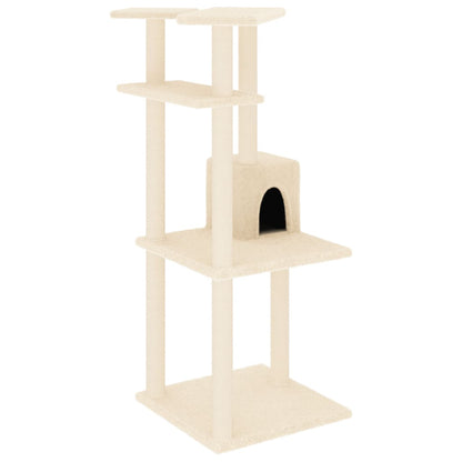 Kattenmeubel met sisal krabpalen 123 cm crèmekleurig crème
