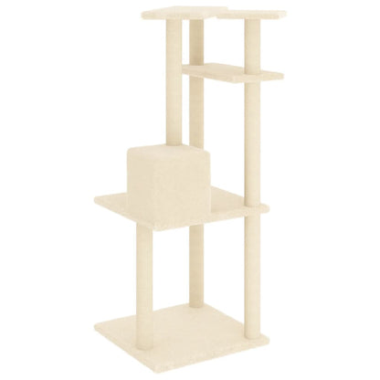 Kattenmeubel met sisal krabpalen 123 cm crèmekleurig crème