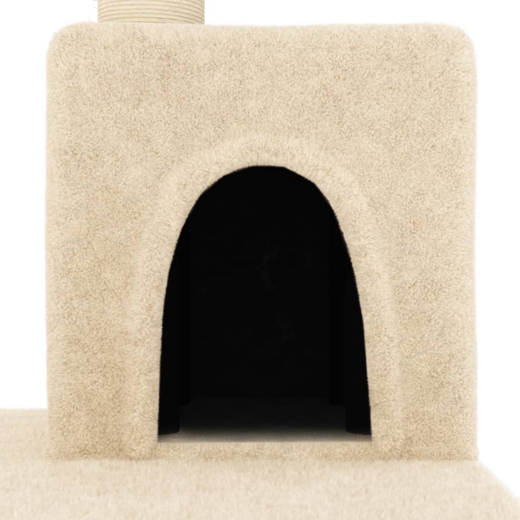 Kattenmeubel met sisal krabpalen 123 cm crèmekleurig crème