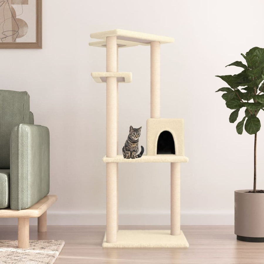 Kattenmeubel Met Sisal Krabpalen 123 Cm Lichtgrijs