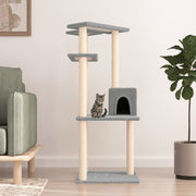 Kattenmeubel 123 cm lichtgrijs met sisal krabpalen