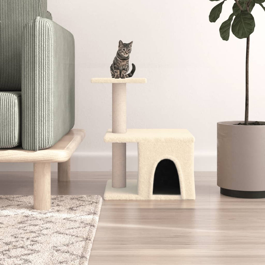 Kattenmeubel Met Sisal Krabpalen 48 Cm Kleurig Crème