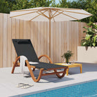 Lounger with textile cushion and solid poplar wood, grey