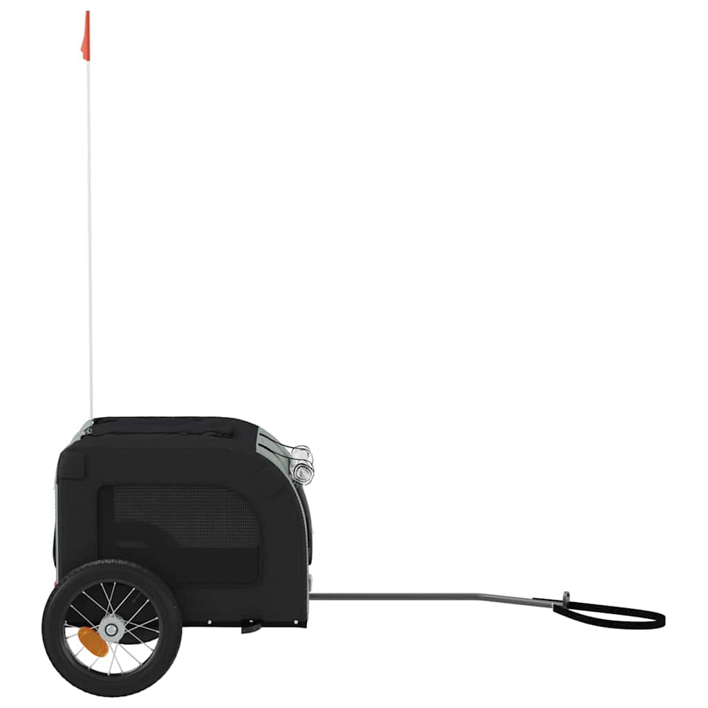 Hondenfietstrailer oxford stof en ijzer grijs en zwart