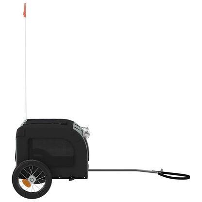 Hondenfietstrailer oxford stof en ijzer grijs en zwart