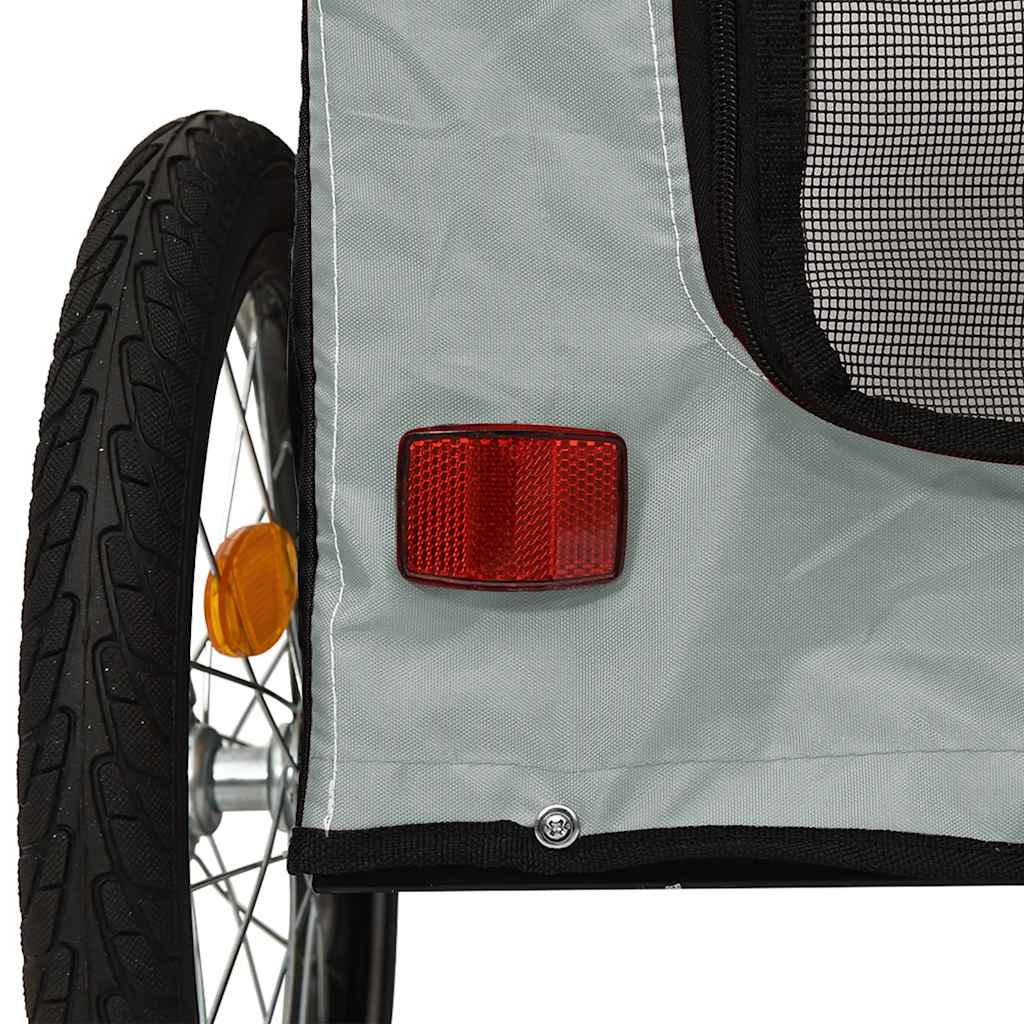 Hondenfietstrailer oxford stof en ijzer grijs en zwart