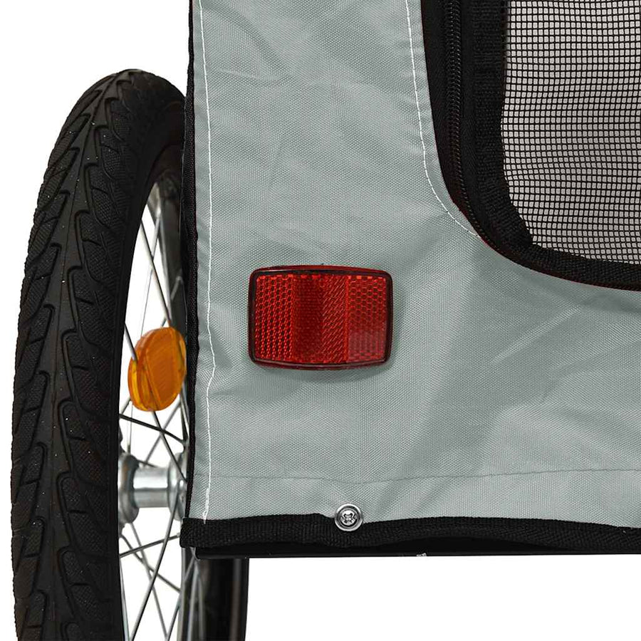 Hondenfietstrailer oxford stof en ijzer grijs en zwart