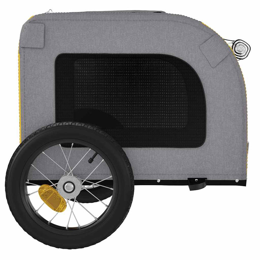 Hondenfietstrailer oxford stof en ijzer geel en grijs