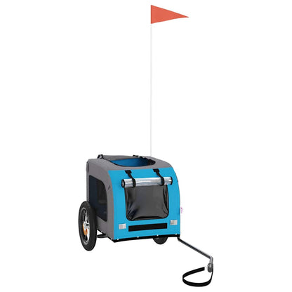 Hondenfietstrailer oxford stof en ijzer blauw en grijs