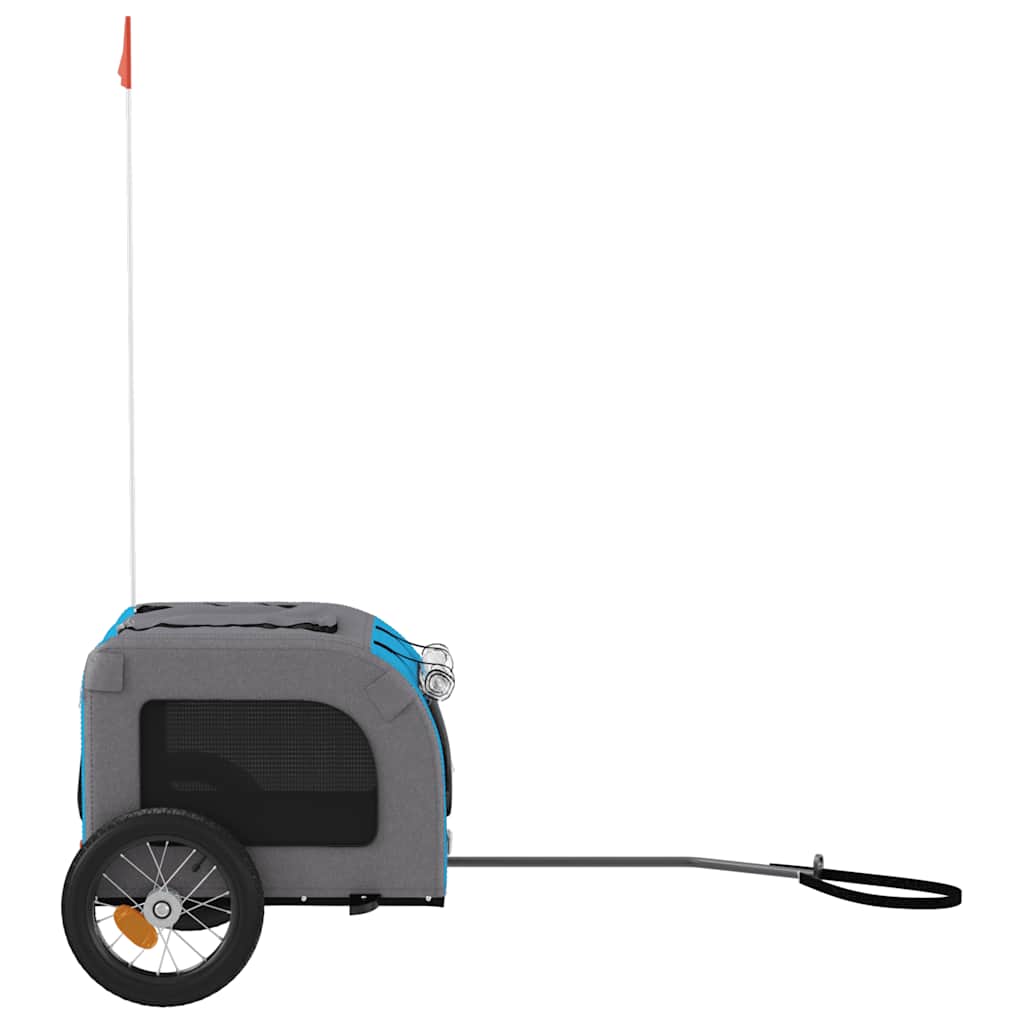 Hondenfietstrailer oxford stof en ijzer blauw en grijs