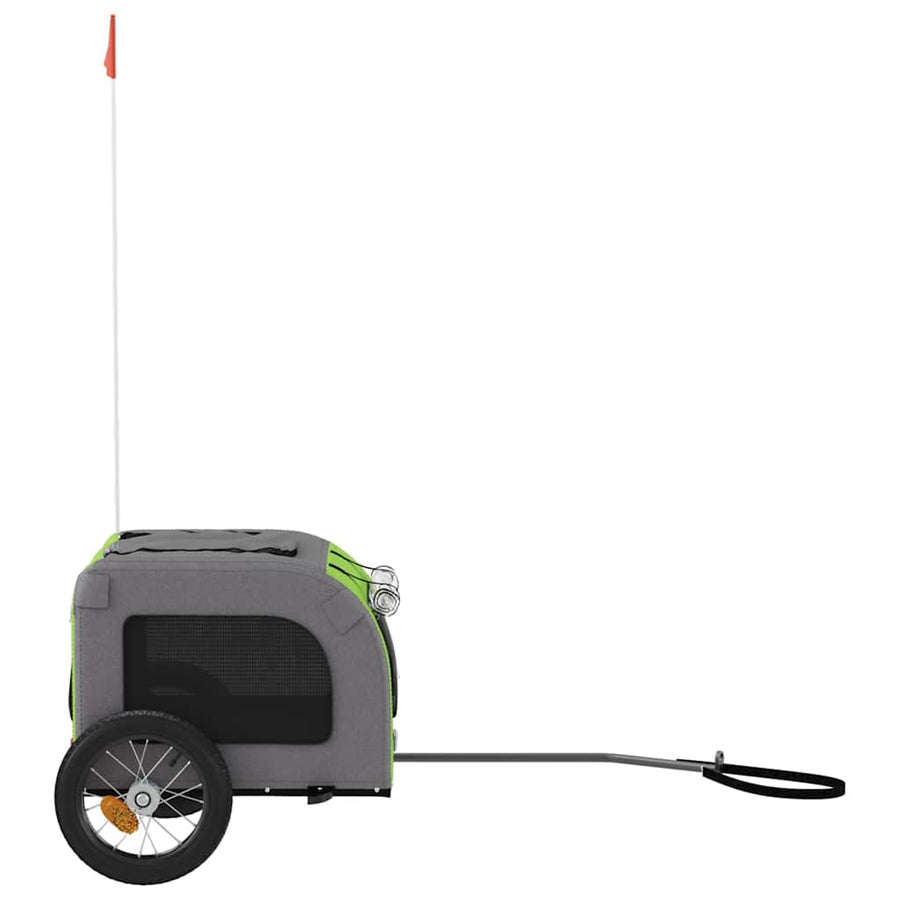 Hondenfietstrailer oxford stof en ijzer groen en grijs